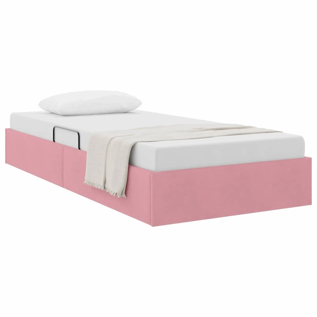 Letto ottomano con archiviazione Rosa 90 x 200 cm Velluto
