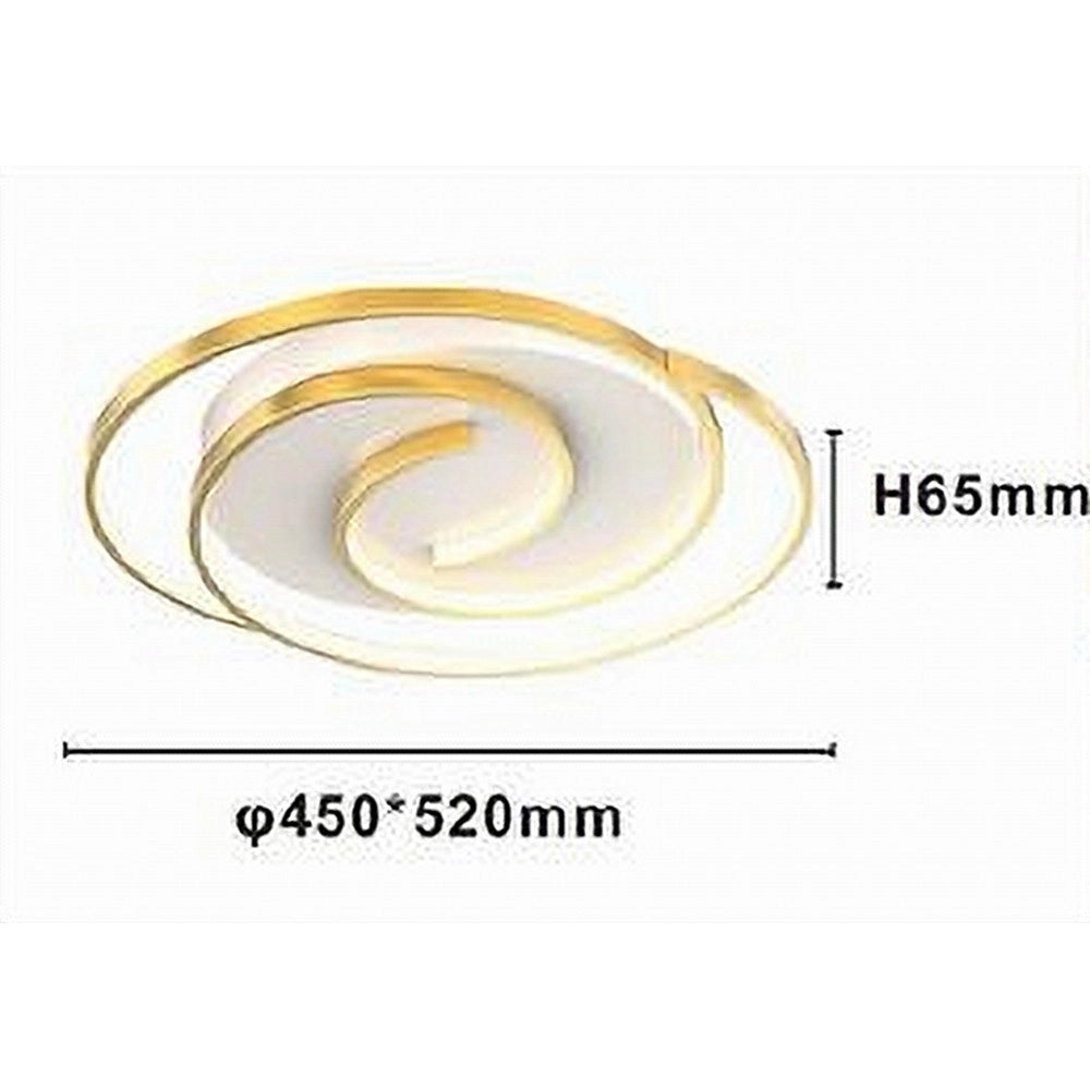 Trade Shop - Plafoniera Led 45w Cerchio Spirale Vortice Oro Lampadario Soffitto Luce 4000k 70630 -