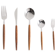Set di posate Modern Glam 30 pezzi Coltello Forchetta Cucchiaio Cucchiaino da tè Forchetta da frutta Materiale sintetico Acciaio inossidabile argento