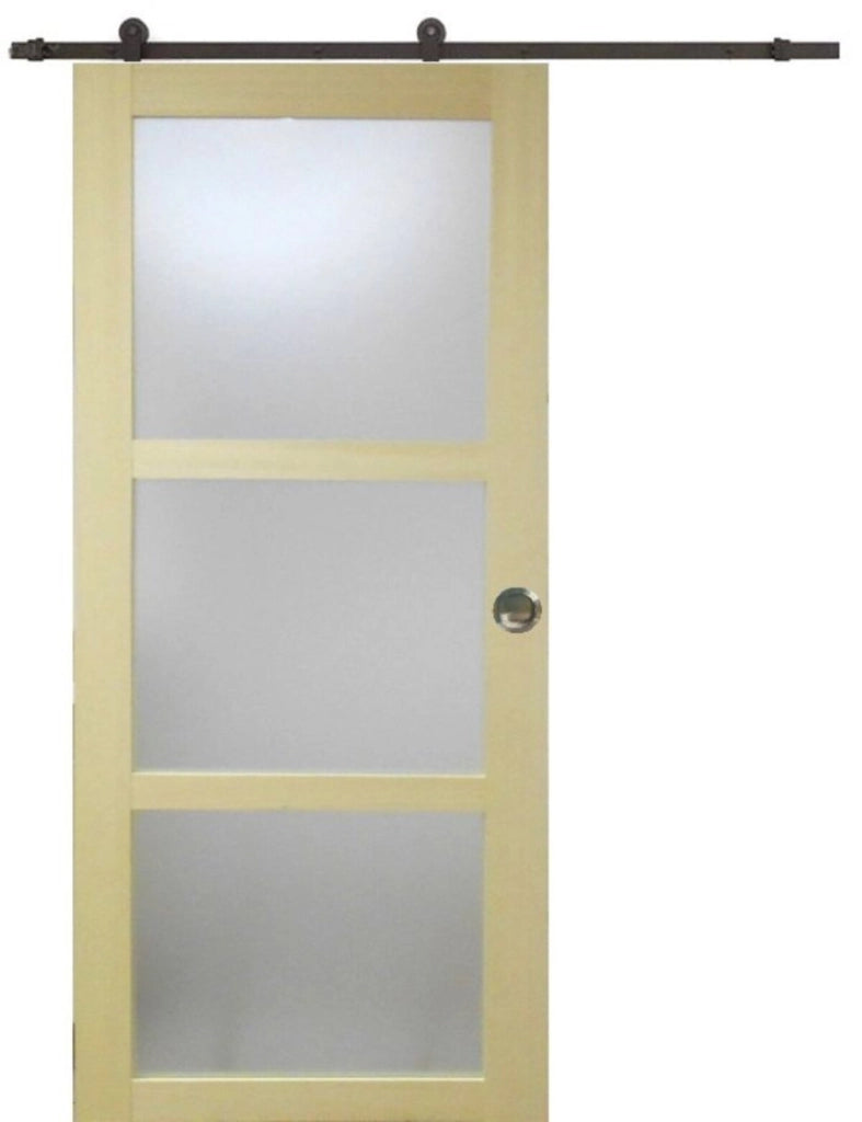 Porta scorrevole smaltata Ayous impiallacciato 3 vetri H204 x L83 + guida a ruota + 2 gusci installati