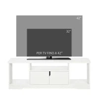 Mobile Porta TV Fino a 42" con Armadietto e Ripiani Aperti in Legno, 120x30x41cm