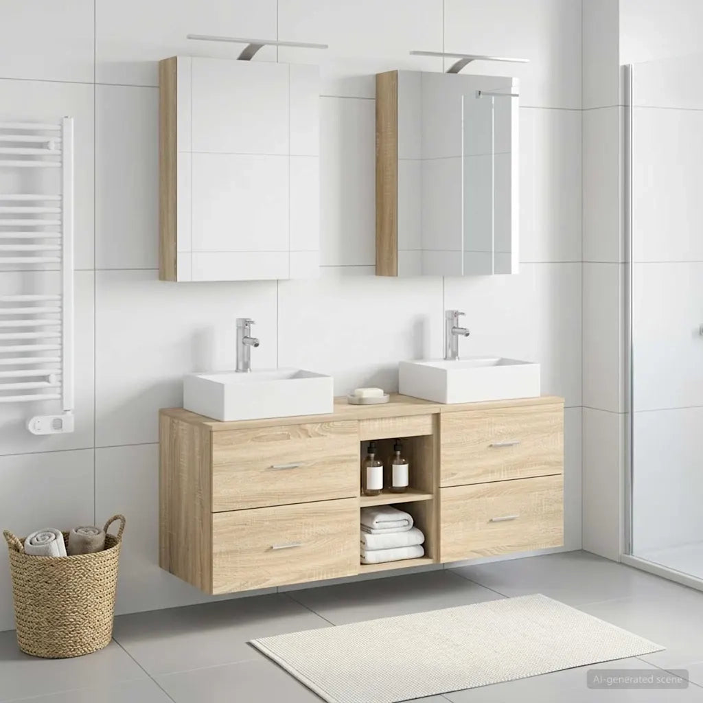 Set di mobili per il bagno 5 pcs Rovere Sonoma 3406793