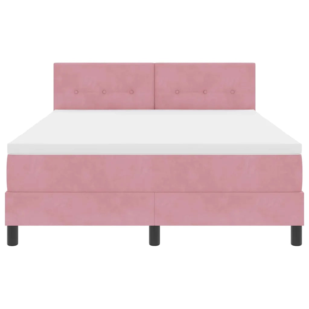 Letto a molle con materasso Rosa 140 x 190 cm Velluto 3339175