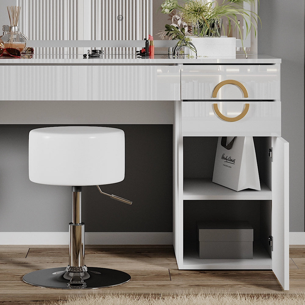 Vicco Tavolo da toeletta Bianco 115 cm con specchio LED e sgabello