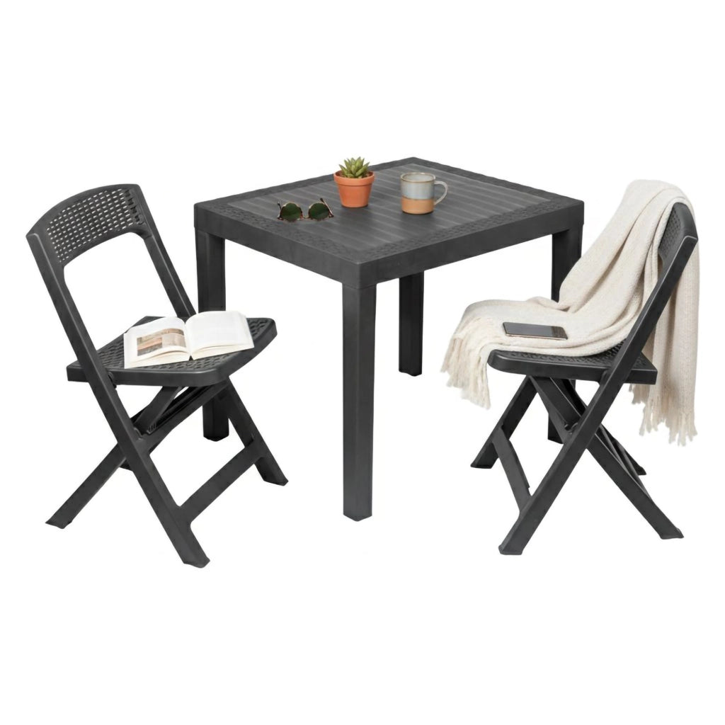 Salottino Outdoor Corinth, set Salotto da Esterno 2 Posti Made in Italy, Nero Antracite