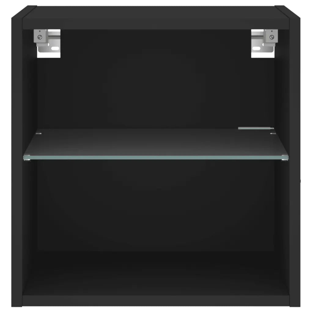 Comodino con Luci LED a Parete-Tavolino da notte Nero 136801