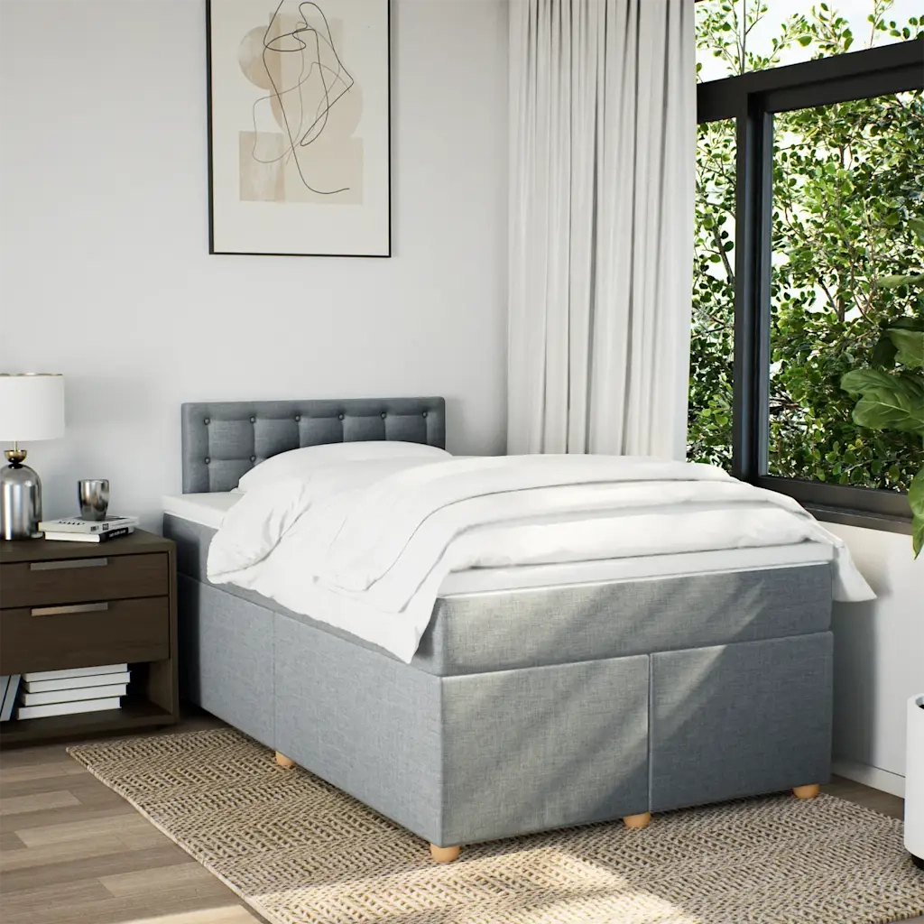 Giroletto a Molle con Materasso Grigio Chiaro 120x190cm Tessuto