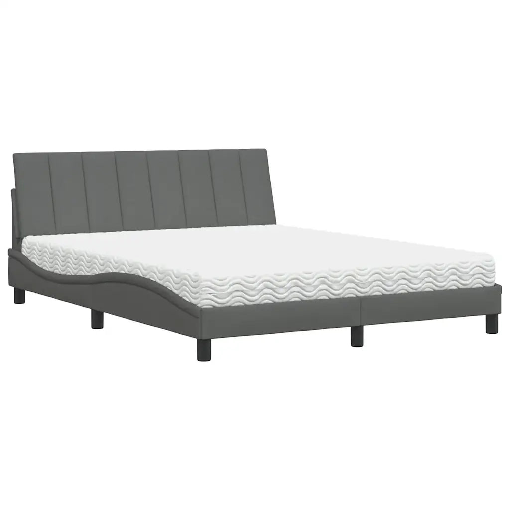 Letto con Materasso Hanko Grigio Scuro 160x200 cm Tessuto 3310539