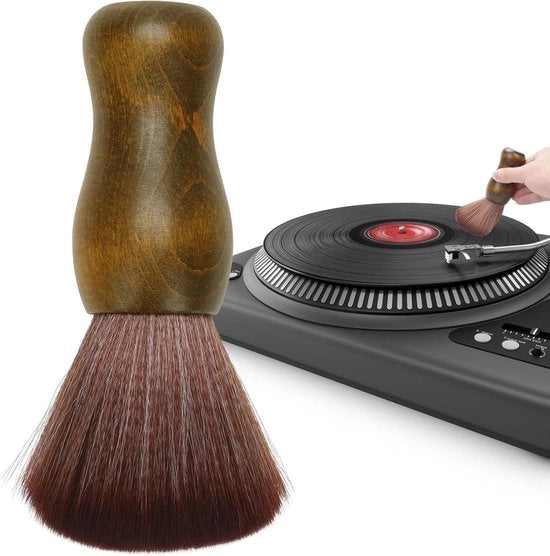 Borsetto di Pulizia per Dischi in Vinile Maniglia in Legno Rimoscatore di Sporcizia Antistatico - Borsetto di Pulizia per Dischi Schiuma Molle Pulitore di Disco - Accessori per Lettura dei Dischi Pulitore di Disco con Lente