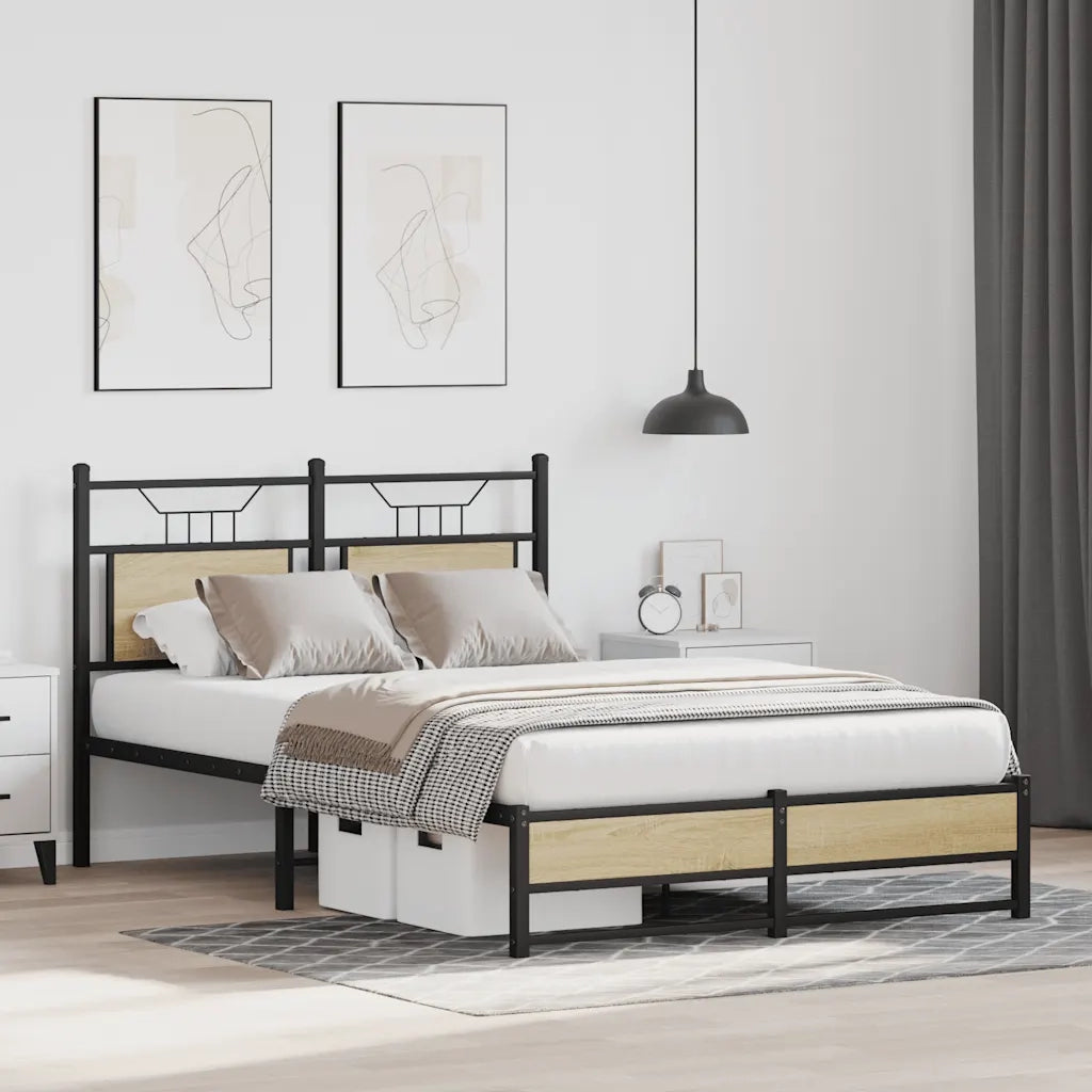 Letto matrimoniale | Letto per adulti | Giroletto senza Materasso Rovere Sonoma 120x200cm in Truciolato