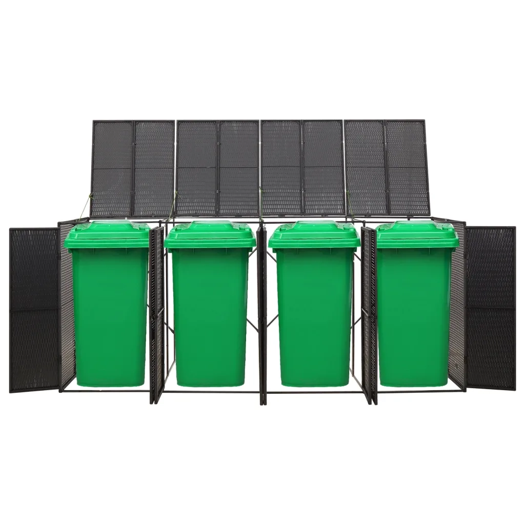 Copribidone Quadruplo Nero 274x80x117 cm in Polyrattan CFW2864466