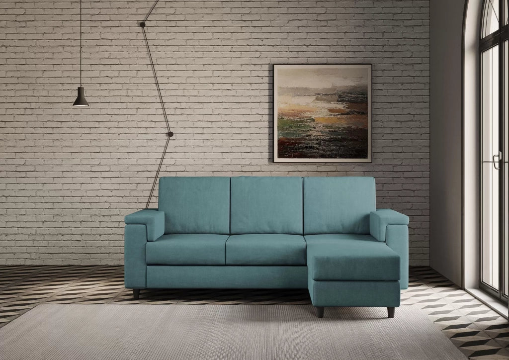 Divano marrak 3 posti (tre sedute da 60cm) + pouf misure esterne l.208 p.155 | petrolio - Mobili 2G
