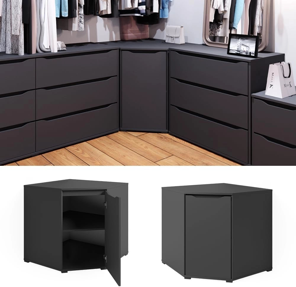 Credenza Ruben, Antracite, 78 x 76.6 cm, adatto per la conservazione di abbigliamento e tessuti