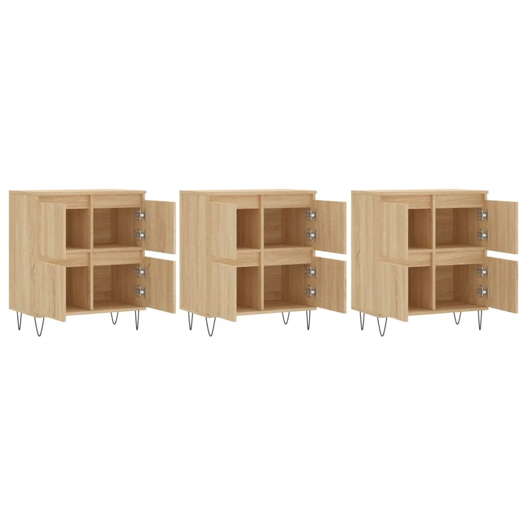 Buffet credenza cassettiera armadio mobile contenitore organizer per cucina soggiorno salotti 3 pezzi legno ingegnerizzato Sonoma marrone 02_0037112