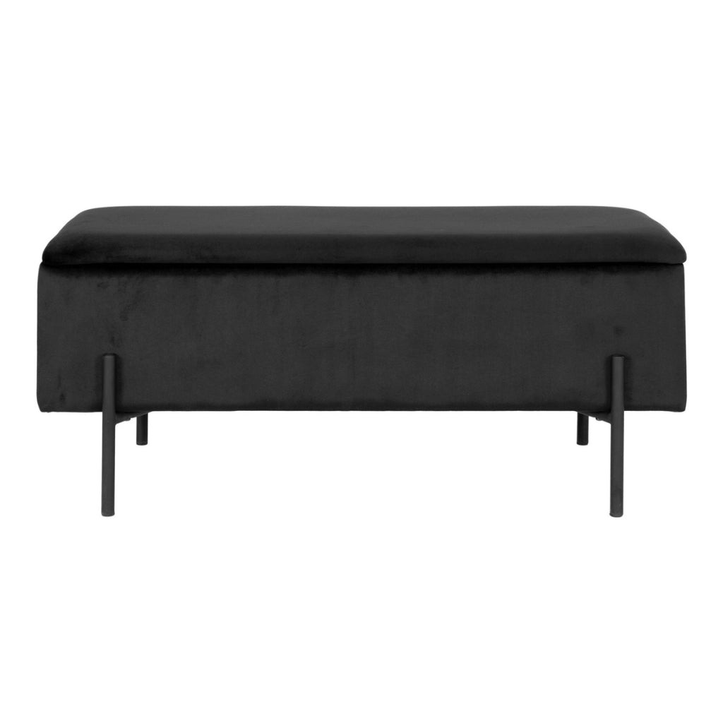 Panca con Portaoggetti Watford, Nero, Poliestere, 36,5x95x43 cm