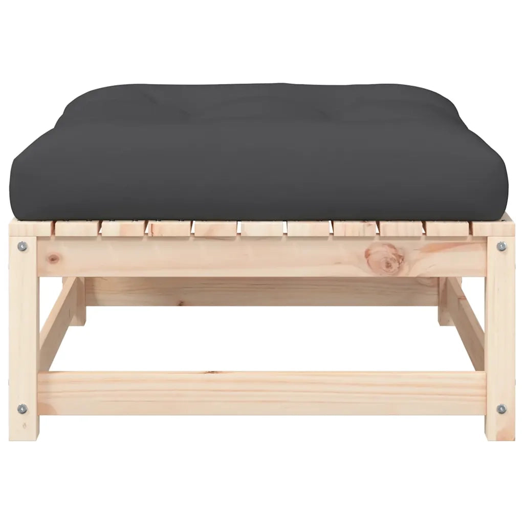 Sedia da giardino-Poggiapiedi da Giardino con Cuscini 2 pz Legno Massello di Pino 708307
