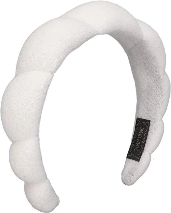 Spa-banda per il viso con imbottitura morbida - Fiori e nuvole bianche - Bianco - Assorbe molto - Flessibile - Comodo