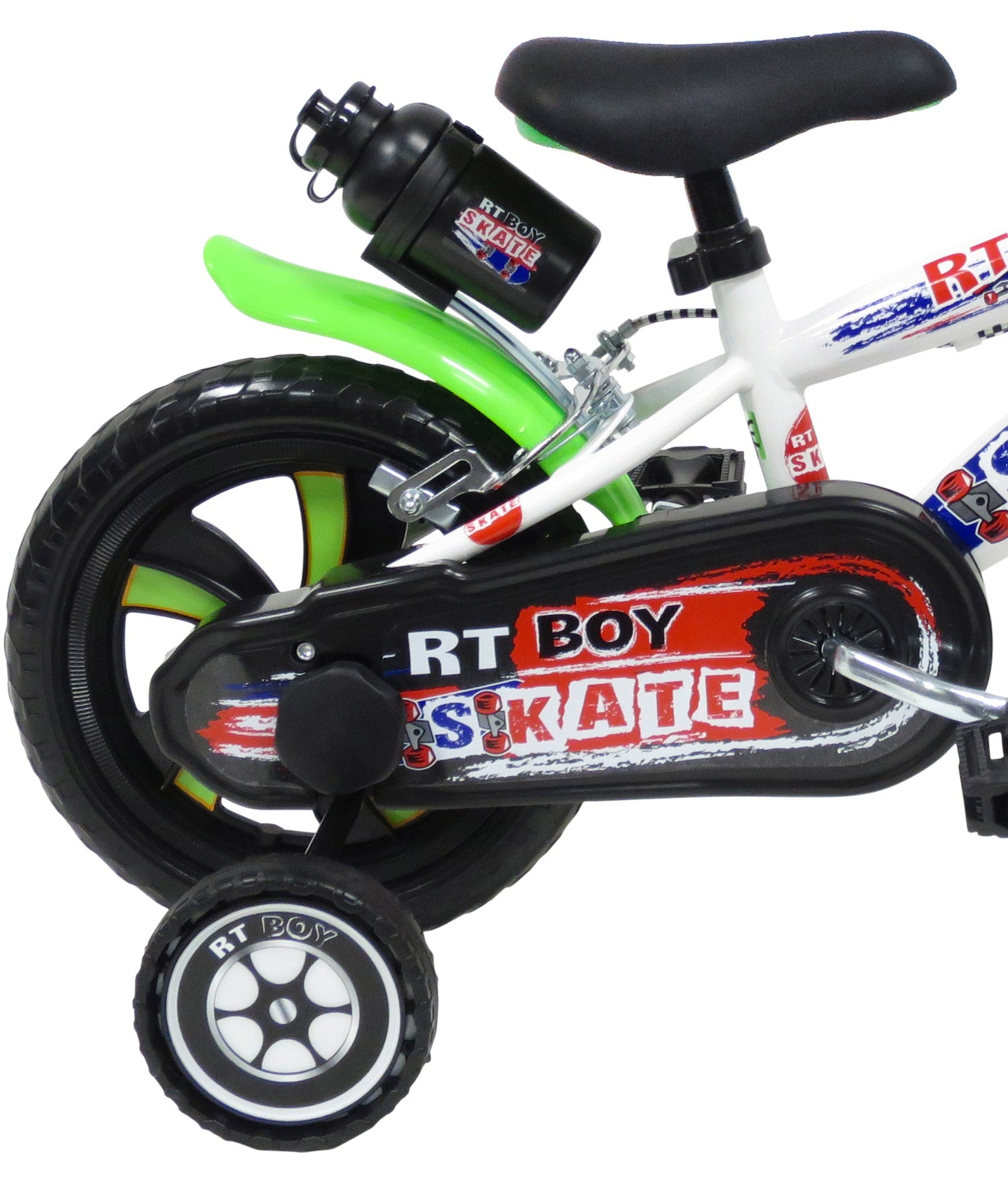 Bicicletta per Bambino 12" 2 Freni Gomme in EVA Rt-Boy Skate Bianca/Verde
