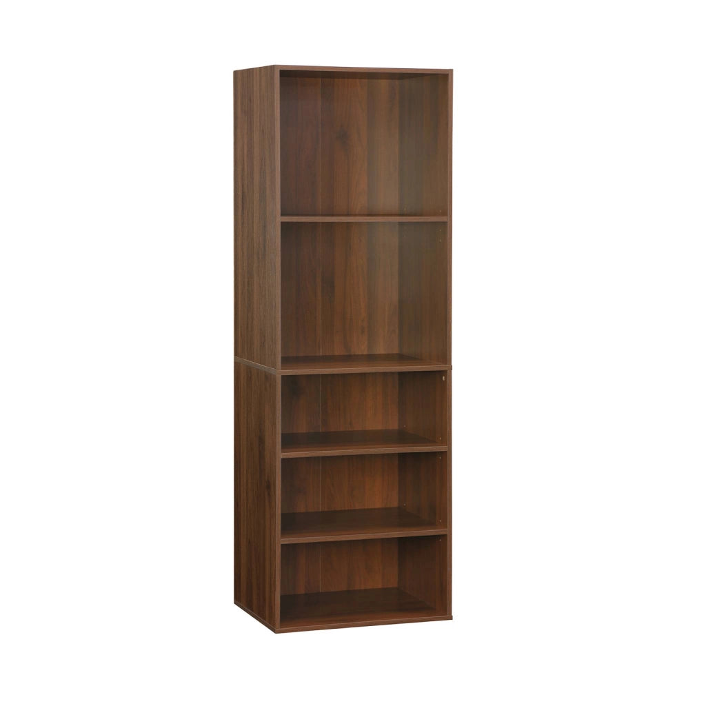 Modulo guardaroba decorazione legno 5 ripiani, noce