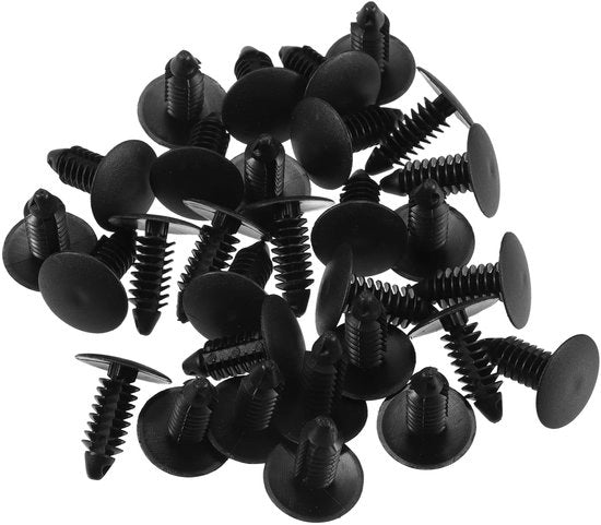 Set di Clip di Paraurti da 30 - Clip di Paraurti - Plastica - Nero - Alta Qualità - Clip per Auto
