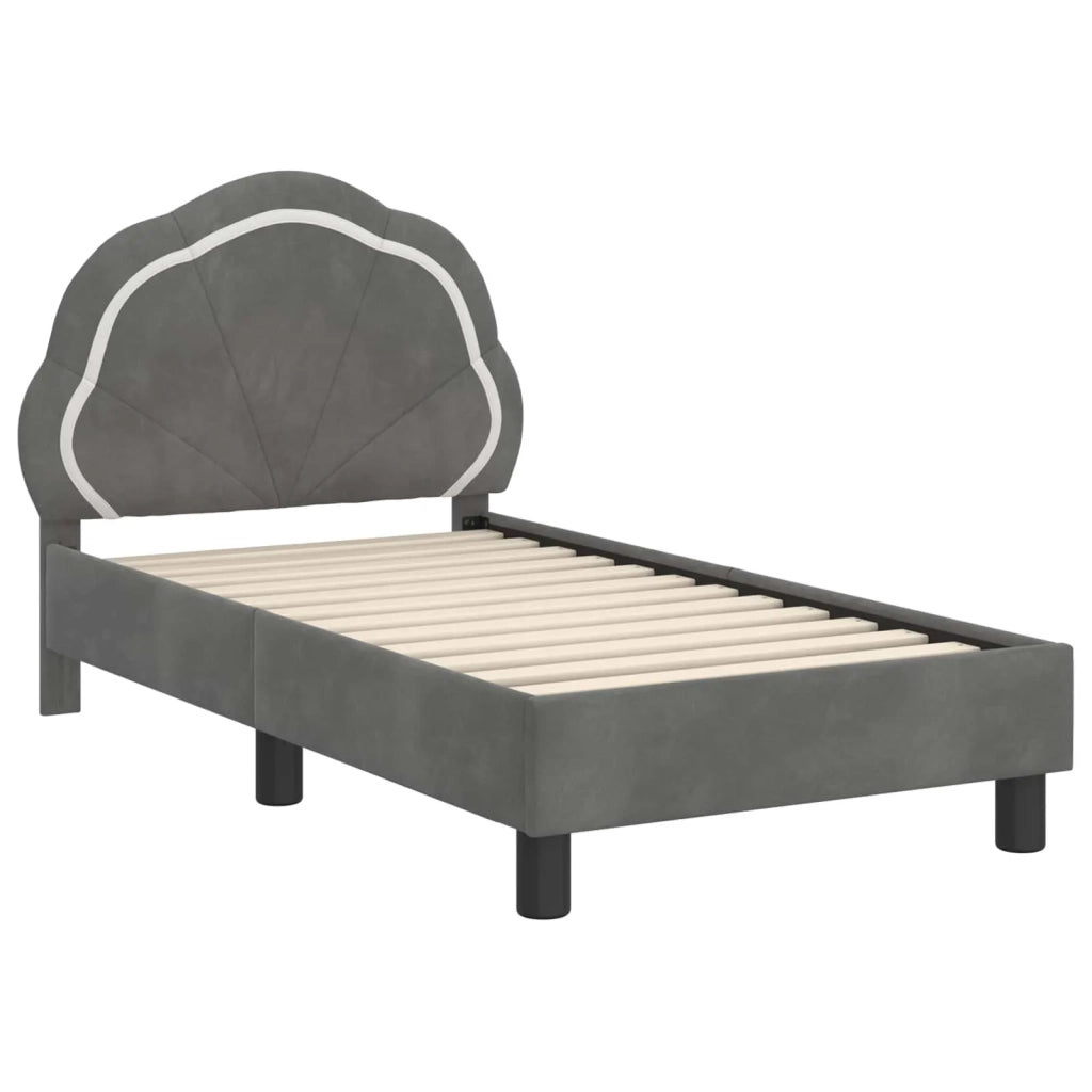 Struttura letto per bambini con testata Grigio Scuro Velluto