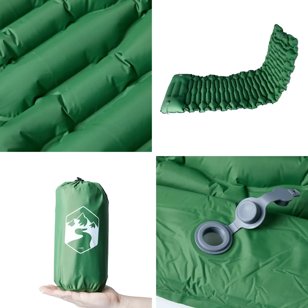 Materasso Campeggio Autogonfiabile con Cuscini 1 Persona Verde CFW2735049
