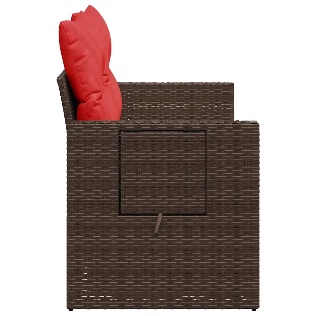 Divano da giardino con cuscini a 2 posti marrone in polyrattan