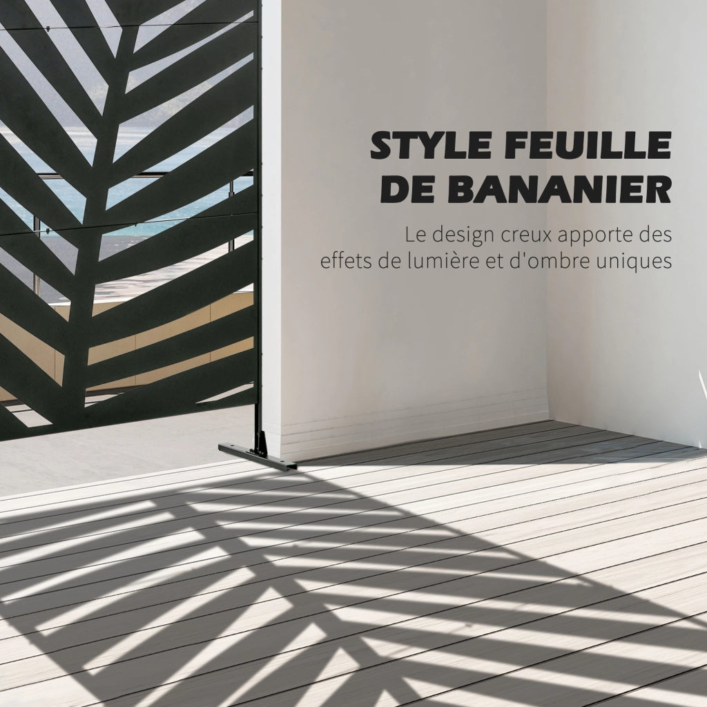 Paravent decorativo per giardino e balcone ¨C zephmum ¨C 122x45x198 cm nero in acciaio