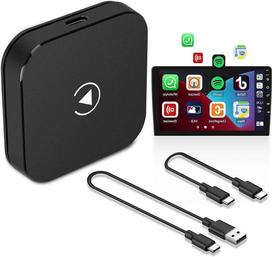 Adattatore CarPlay wireless di aggiornamento - Plug and Play - 2024 Chip Dual Core - WiFi dongle senza ritardo - cavo USB-C e USB-A - per auto CarPlay cablate Adattatore CarPlay Dongle