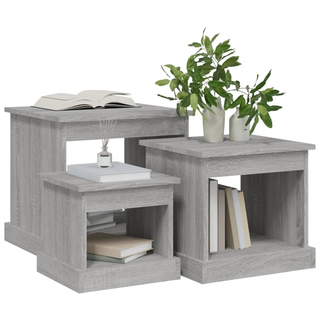 Tavolini da Salotto 3 pz Grigio Sonoma in Legno Multistrato 816494