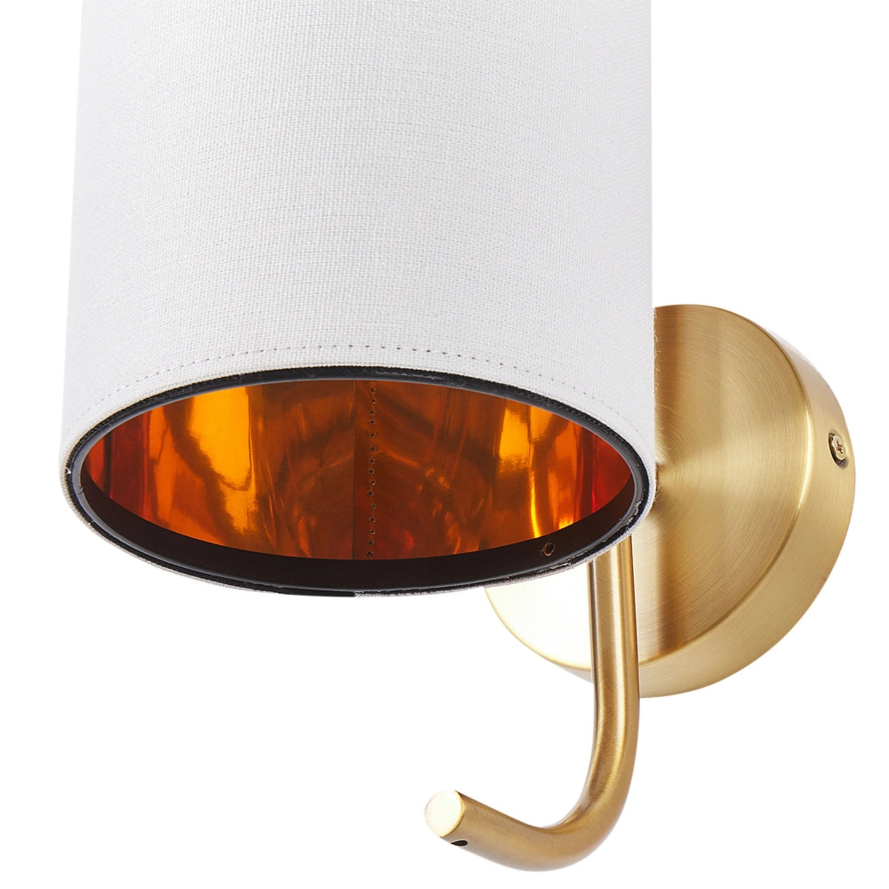 Lampada da parete moderna in metallo e paralume in lino bianco stile contemporaneo elegante