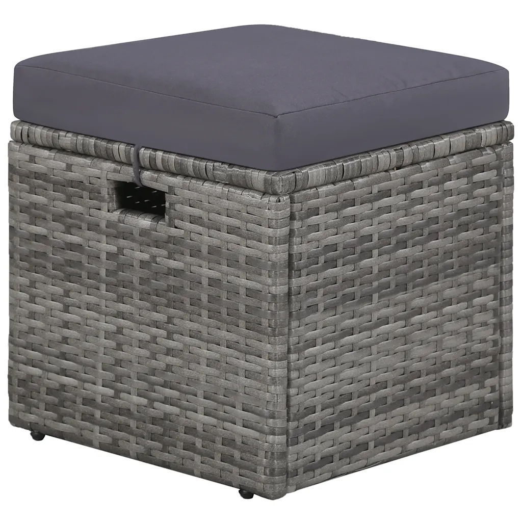 Set Divani da Giardino 4 pz con Cuscini in Polyrattan Grigio 43956