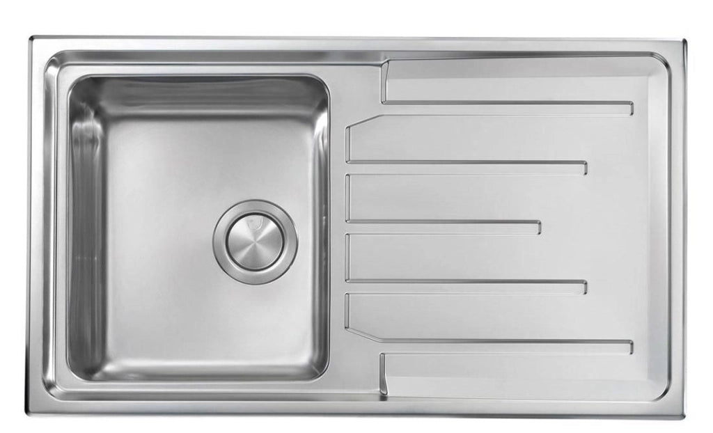 CM 015103.X2.01.2033 BRANDO Lavello da Incasso 1 Vasca con Gocciolatoio Reversibile Acciaio Inox Satinato 86 x 50 cm colore Inox Satinato
