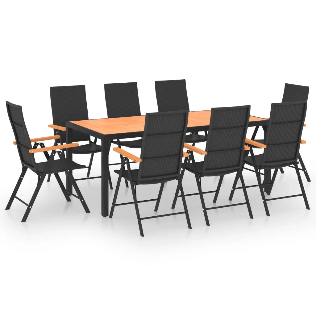 Set da Pranzo da Giardino 9 pz Nero e Marrone 3060081