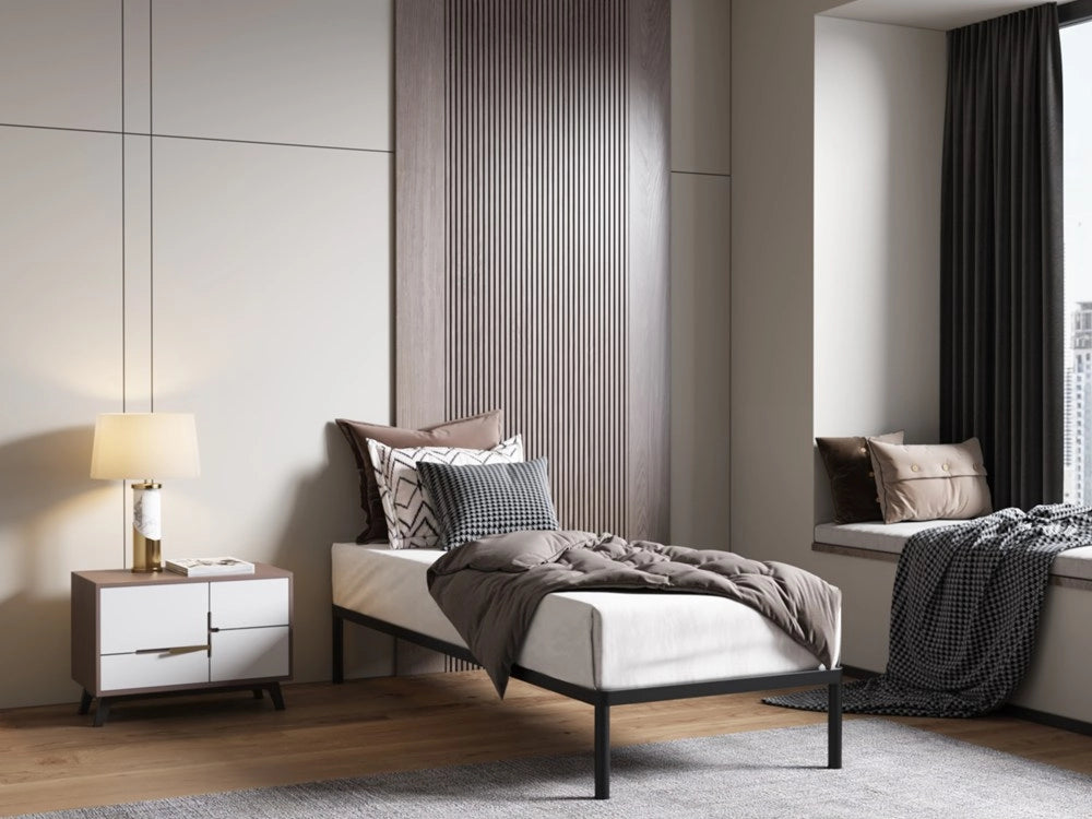 Rete letto BED ALU 80x200 metallo legno listelli moderno nero