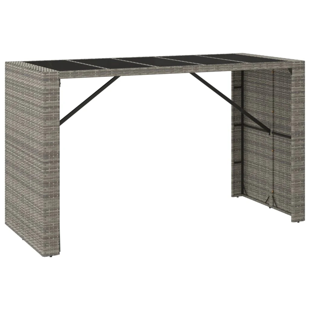 Set da bar da giardino da 9 pezzi mobili da esterno per patio polyrattan grigio/legno massello di acacia 02_0013493