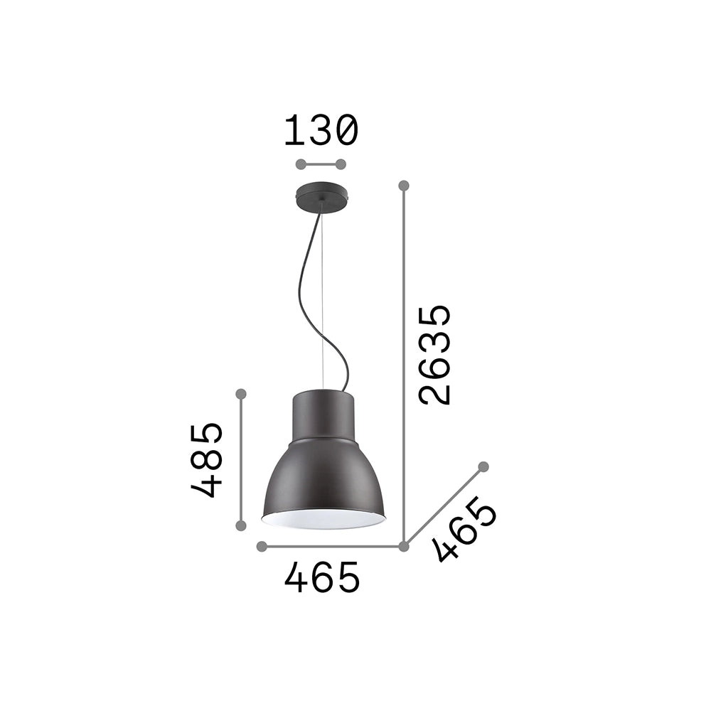 Sospensione Industrial-Minimal Breeze Metallo Grigio 1 Luce E27 D46,5Cm