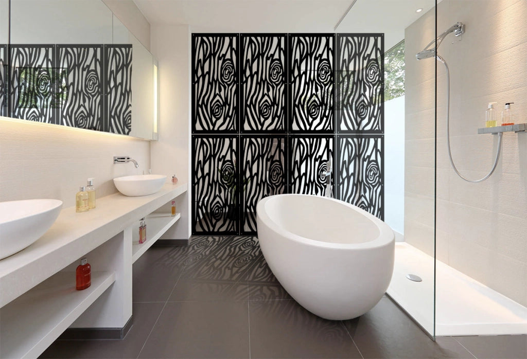 WOOD - Pannello in PVC traforato - Parasole Misura: 50x150 cm, Colore: nero