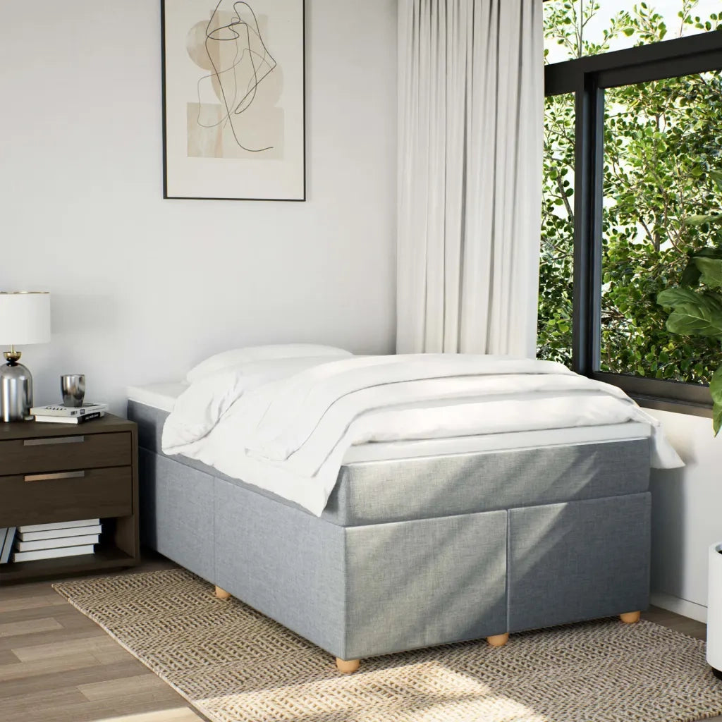 Giroletto a Molle con Materasso Grigio Chiaro 120x190cm Tessuto