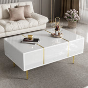 Tavolino da Caff¨¨ con 2 Cassetti ¨C MINIMAL ¨C Bianco Lucido, Moderno