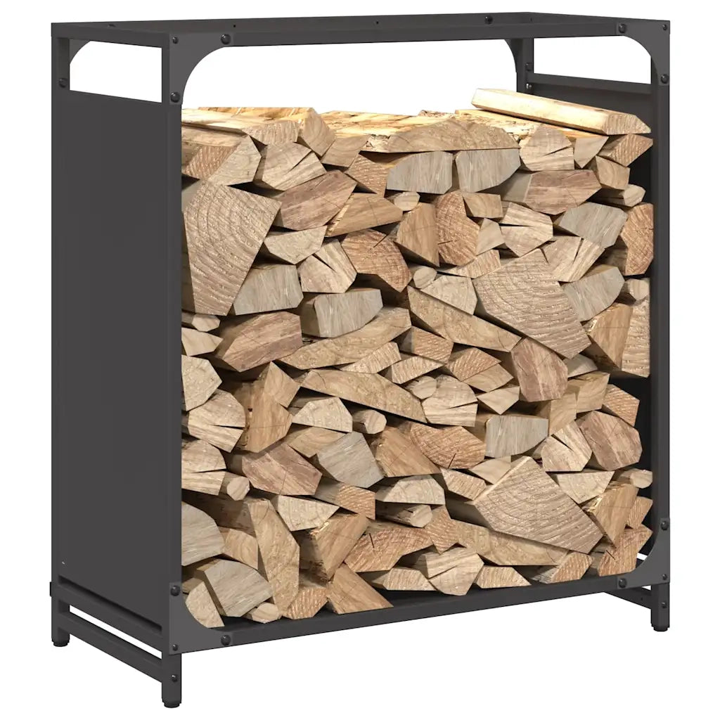 Rastrelliera per Legna da Ardere Nera 60x28x65 cm 864199