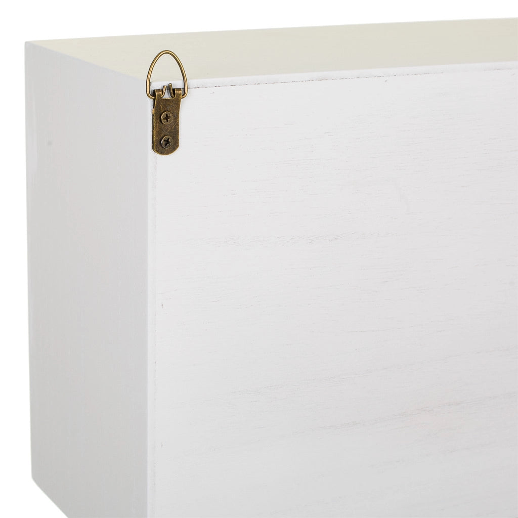 Scaffale da parete in legno bianco e griglia 81x17,5x26h