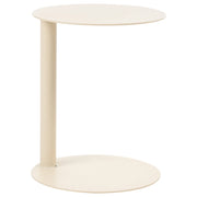 Tavolino da giardino di design in acciaio verniciato a polvere resistente alle intemperie, rotondo 40 cm arredo da esterno beige