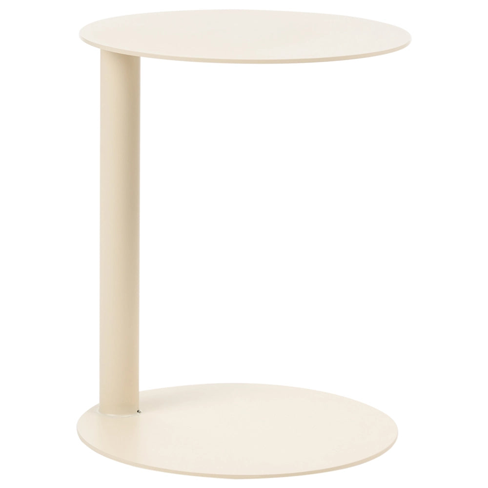 Tavolino da giardino di design in acciaio verniciato a polvere resistente alle intemperie, rotondo 40 cm arredo da esterno beige