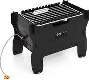 2 in 1 Griglia Barbecue, Barbecue Portatile a Doppio Combustibile con Griglia in Acciaio Inox e Borsa per Trasporto, Grill Esterno a Carbone e Legna per Picnic