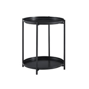 Tavolino da caffè con 2 ripiani - per soggiorno - in metallo e MDF - Ø42×52 cm - nero