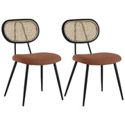 Set di 2 sedie in canna e tessuto loop color ruggine ELENA