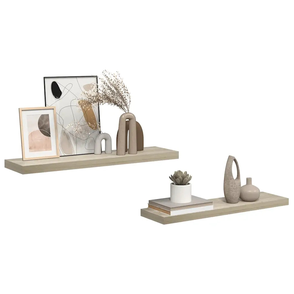 Scaffali a Parete 2 pz Rovere 90x23,5x3,8 cm in MDF 323881