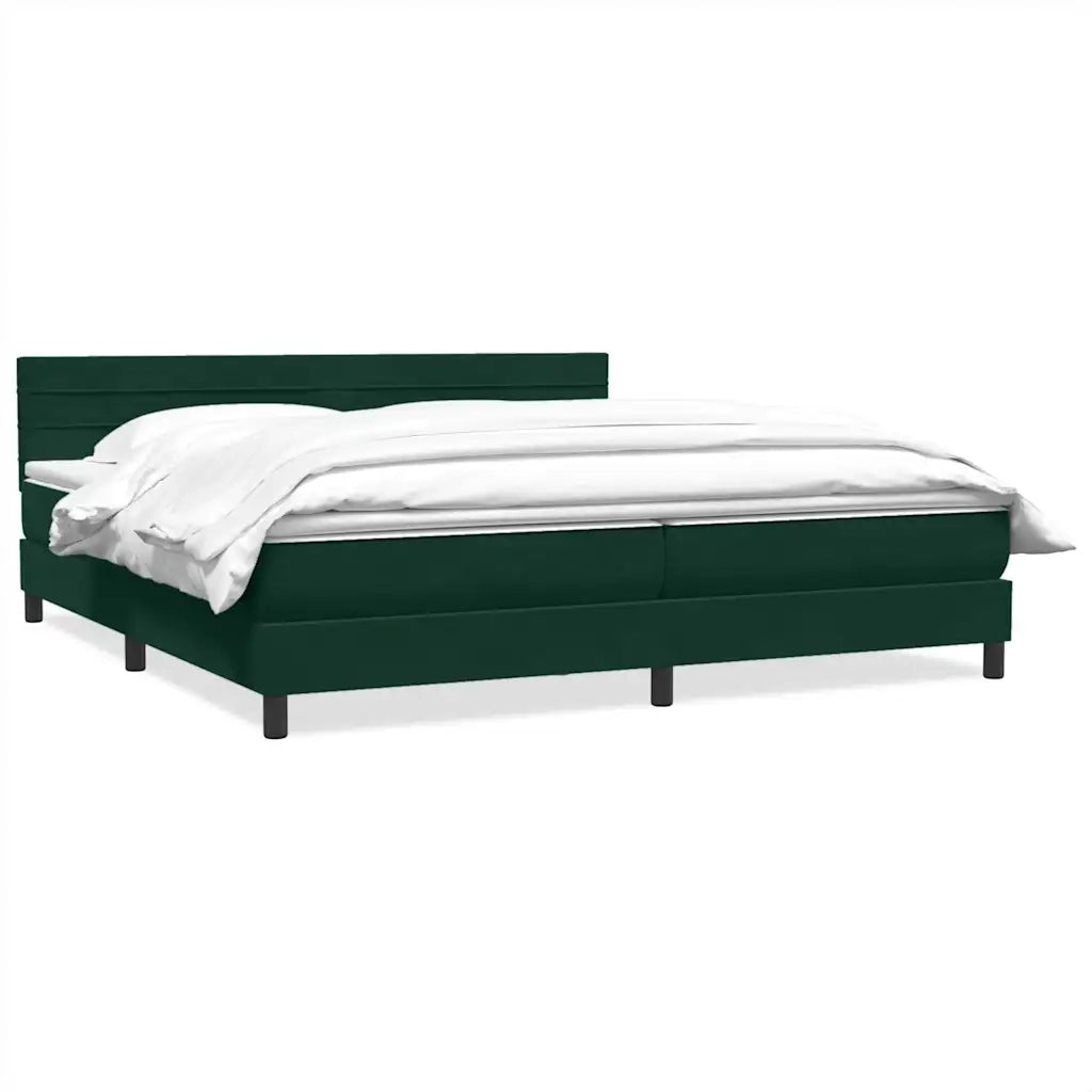 vidaXL Giroletto a Molle con Materasso Verde Scuro 180x220 cm Velluto
