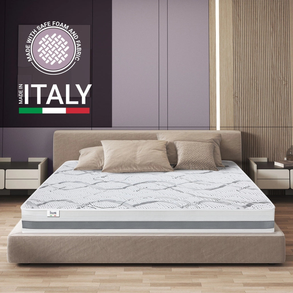Materasso a Una Piazza e Mezza 120x180 cm a Media Rigidita' | Altezza 25 cm | Tessuto Anallergico e Traspirante | Proprieta' Ortopediche e Automodellanti | Prodotto in Italia